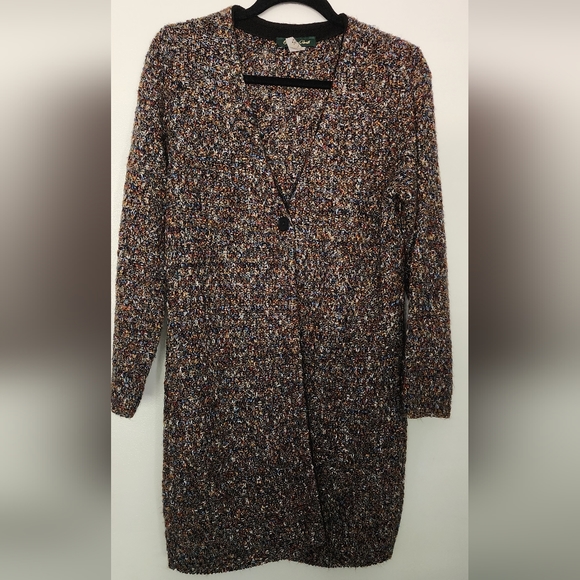 Timothy Brett Women's Chunky Knit multicolored Knee Legth Sweater Coat - Picture 1 of 3